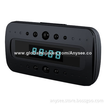 Indoor Spy Alarm Clock, 1,280 x 720 Pixels Resolution of Video, Sized 12.5 x 9.2 x 6.5cm